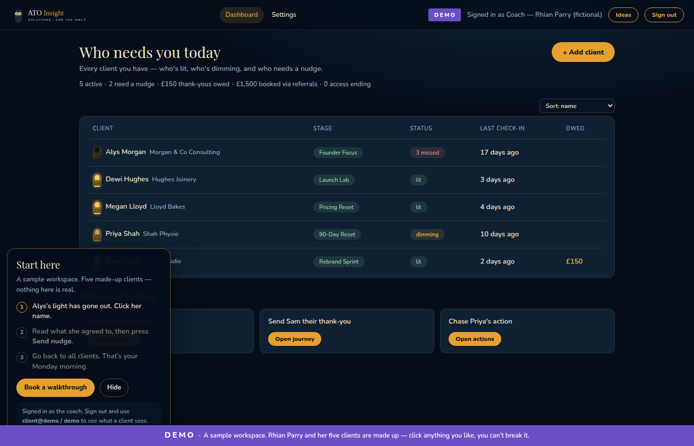 The Operating System dashboard — open the sample workspace